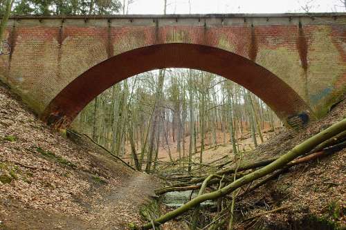Railway Bridge Forest Torrent Landscape