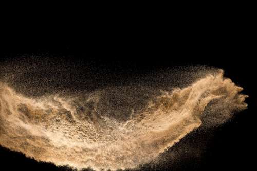 Sand Dust Explosion Background Black Isolated