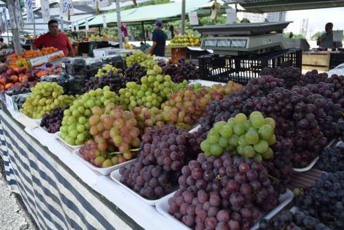 Sao Paulo Market Fruit Outdoors Brazil Grapes