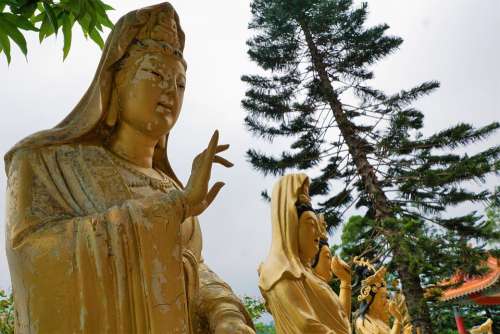 Sculpture Gold Buddha Art Statue