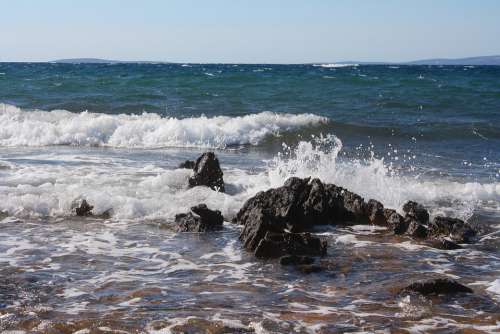 Sea Wave Stones Spray Croatia Vacations