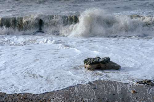 Sea Wave Scum Rock Ocean Nature Beach