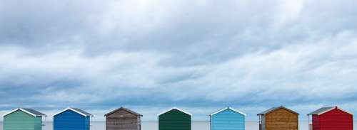 Sky Storm Huts Colour Clouds Landscape Beach