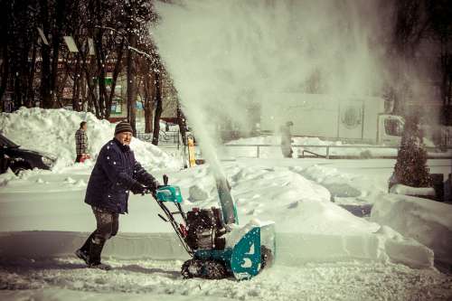 Snow Cleaning Man Snow Blower Winter Cold