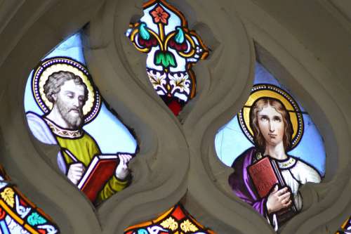Stained Glass Church Window Colorful Men Apostles