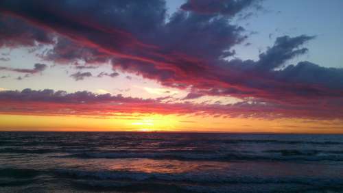 Sun Sunset Sea Happy Ocean Landscapes Twilight