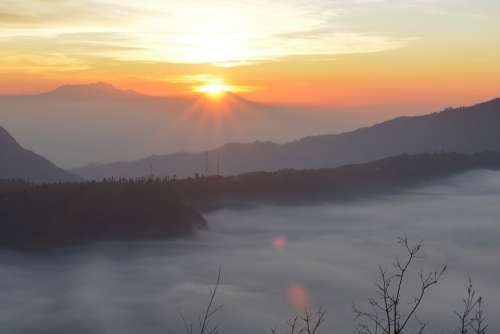 Sunrise Fog Landscape Mist Morning Atmospheric