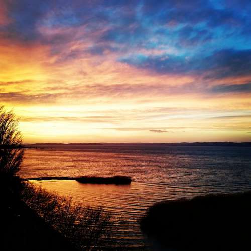 Sunset Lake Balaton Lake Water Wind Horizon