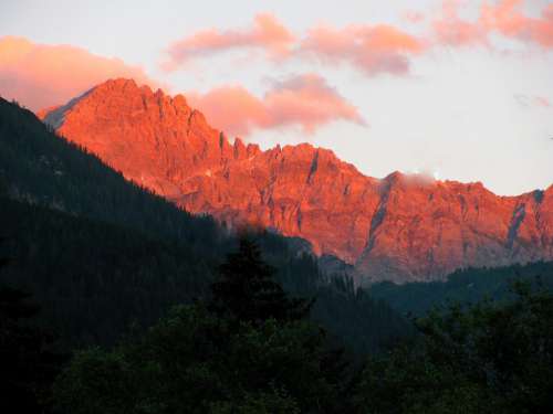 Sunset Alpine Mountains Mood Austria