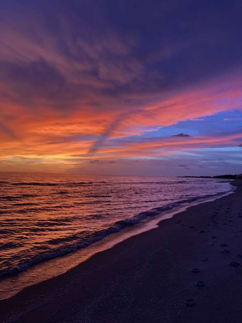 Sunset Colorful Florida Sky Water Beach Tropical