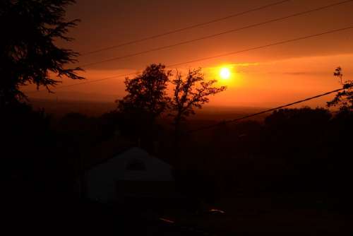 Sunset Black Orange Nature Sun Sky Light Clouds