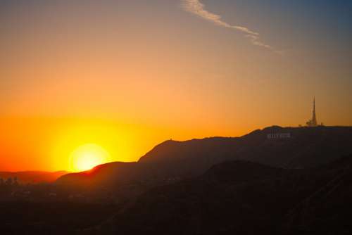 Sunset Travel Landscape Landmark Hollywood