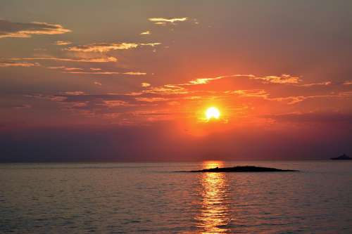 Sunset Adriatic Sea Croatia Vacations Abendstimmung