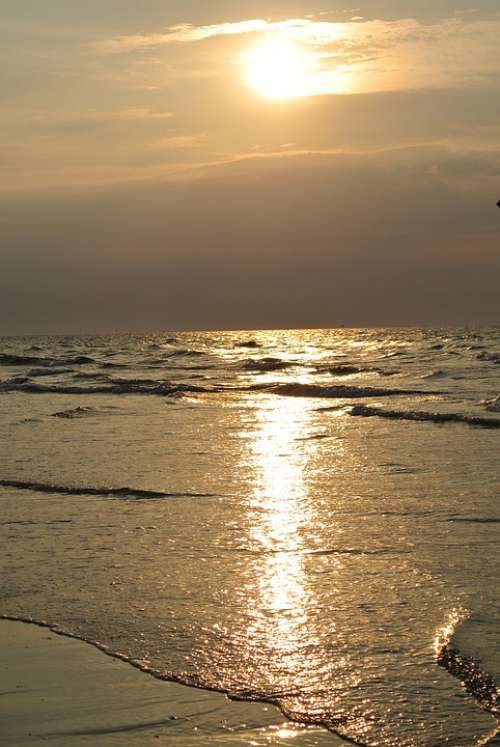 Sunset Beach Sea Ocean Water