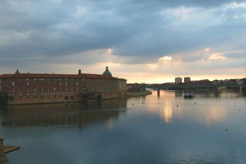 Toulouse Sky France River Urban Landscape Sunset