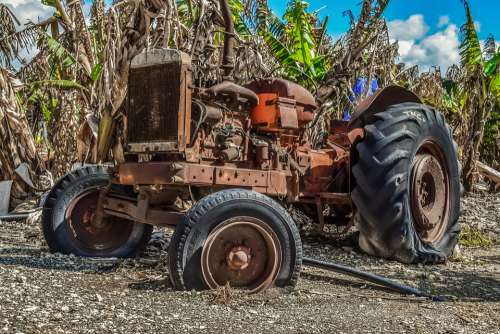 Tractor Old Oldtimer Rusty Aged Weathered Antique