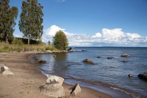 Vättern Beach Sand Stones Solar Summer Water