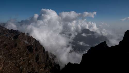 Volcanic Crater Cloud Mood Caldera De Taburiente