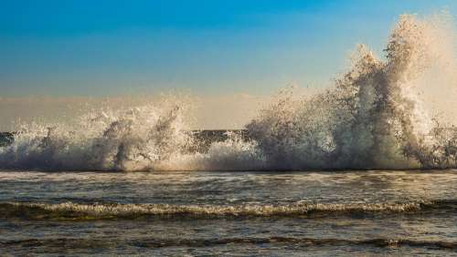 Wave Crashing Water Sea Splash Nature Power Foam
