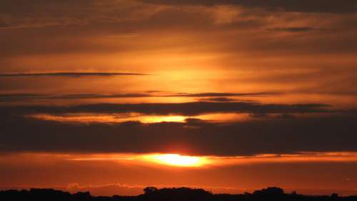 West The Sun Sky Twilight Landscape Clouds