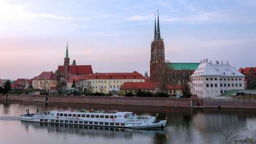 Wrocław Breslau City River Ship Measles