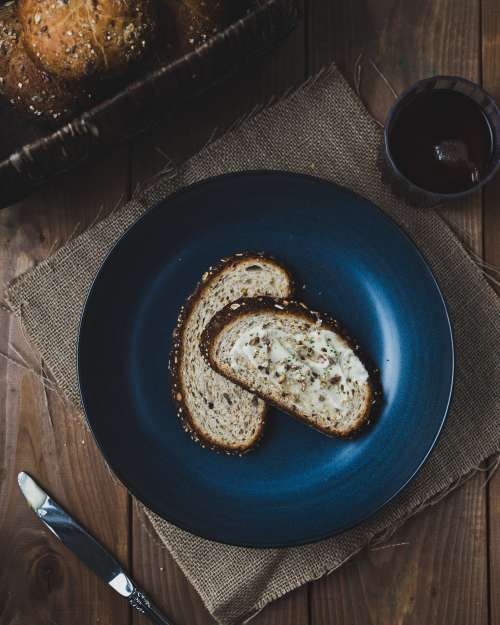 Bread with seeds and butter