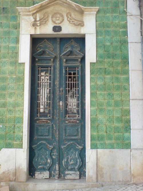 doorway ornate Portugal green tiles