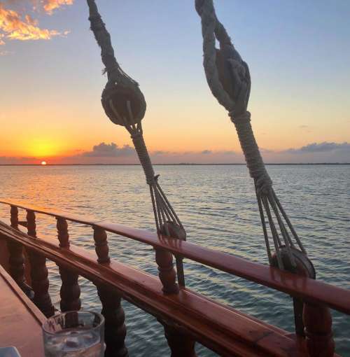 ship boat nautical sunset ocean 