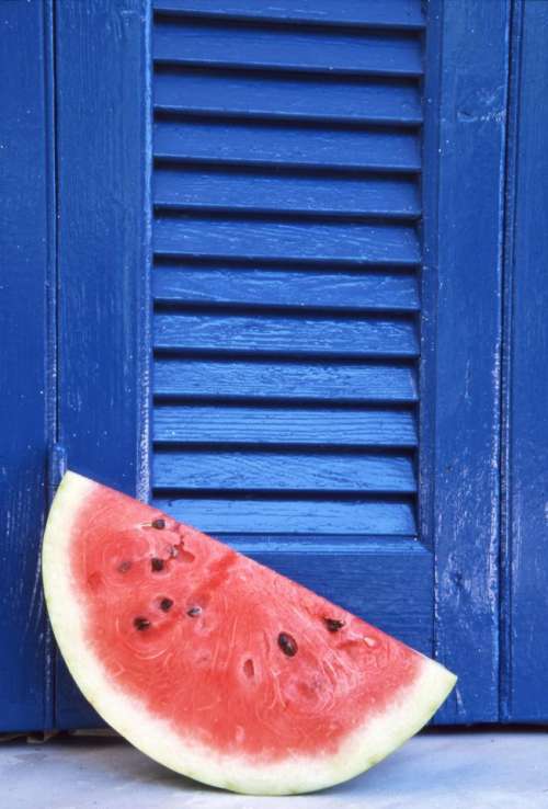 melon   fruit   blue window   summer   still life