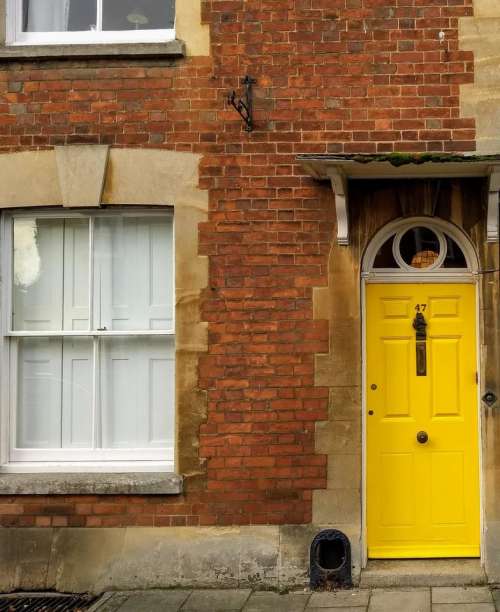 yellow door street front door terrace house