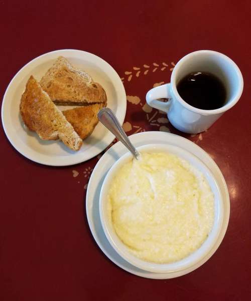 breakfast meal grits bowl tea