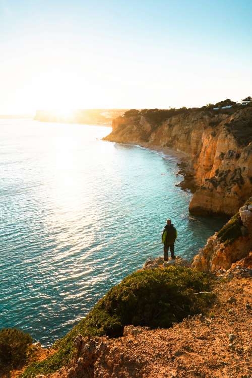 Man Watching Sunset in Southern Portugal