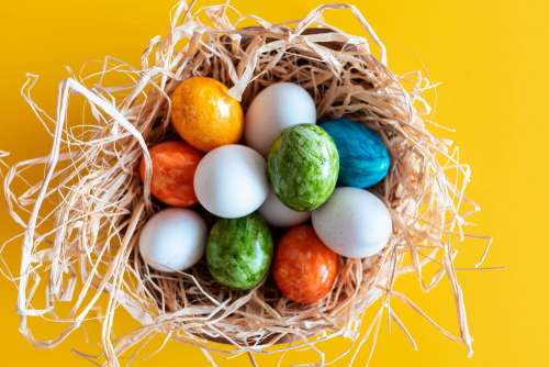 White & Colored Easter Eggs