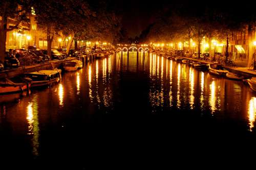 Amsterdam Europe Night Lights Trip City