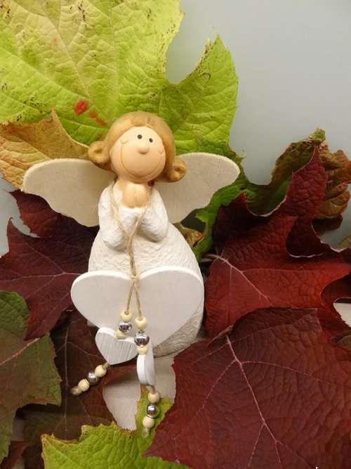 Angel Happiness Foliage Autumn Decoration Romantic