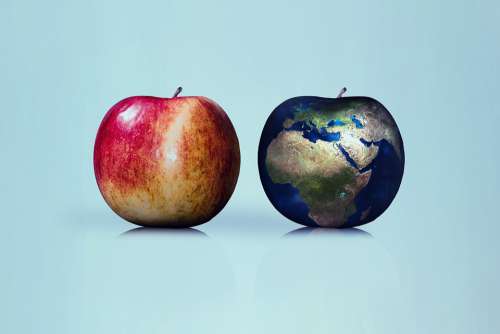 Apple Earth Globe Comparison Nature Renewable