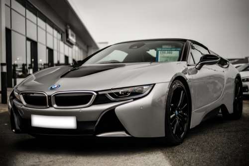 Bmw I8 Roadster Hybrid Car Overcast Afternoon