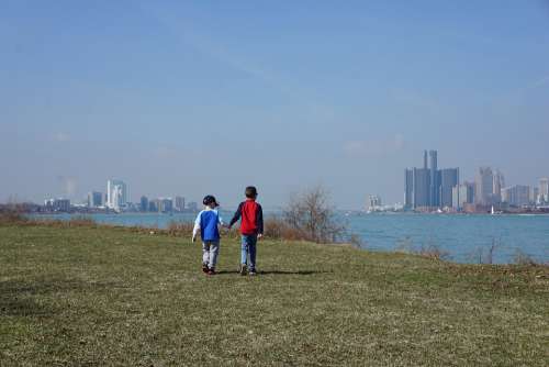 Brothers Boys Detroit Walking Belle Isle