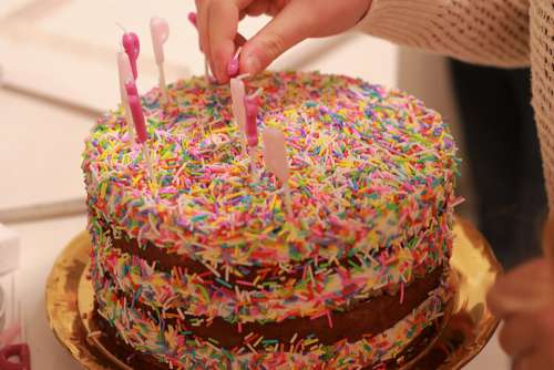 Cake Candles Birthday Dessert Delicious Colorful