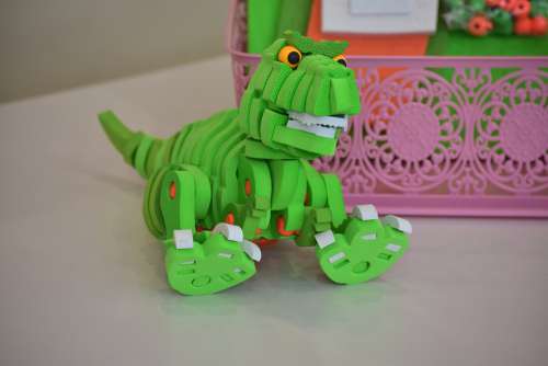 Dinosaur Toy Green Play Kids Puzzle Figurine