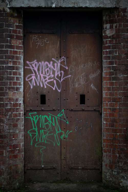 Door Derelict Abandoned Graffiti Prison Doorway