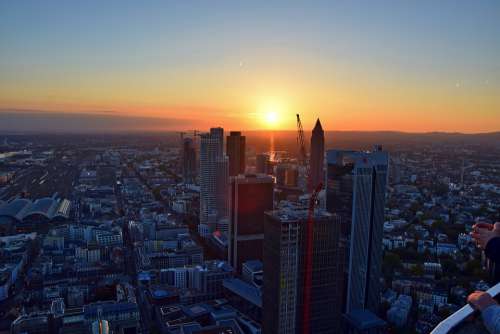 Frankfurt Main Tower Outlook Sunset Skyline