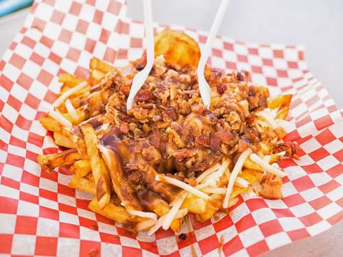 French Fries Bacon Cheese Gravy Poutine Food