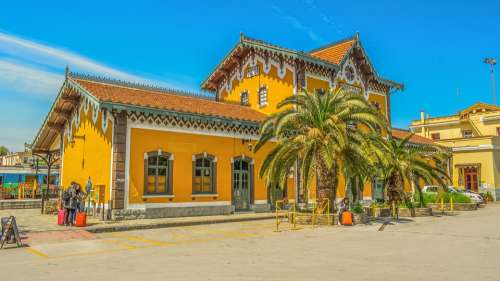 Greece Volos Railway Station Architecture Vintage