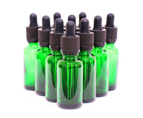 Green Glass Dropper Bottles