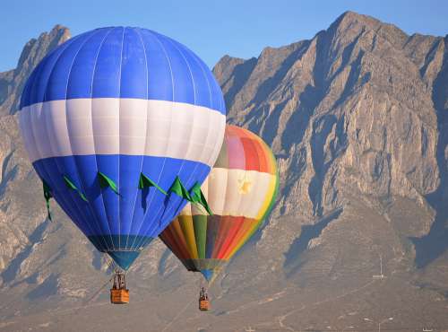 Hot Air Balloon Colors Mountain Sky Horizon Nature