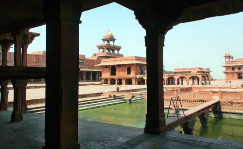 India Fahtepur-Sikri Palace Maharajah Red Sandstone