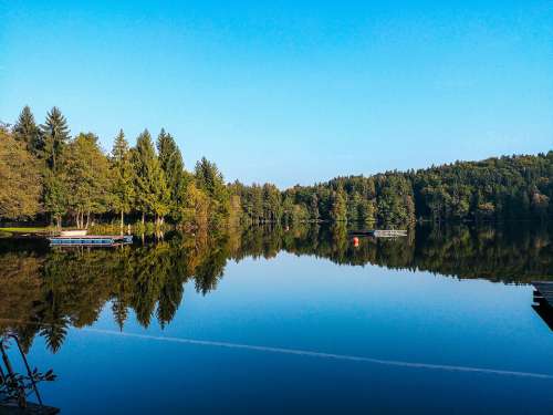 Lake Tüttensee Mirroring Reflection Water Sky