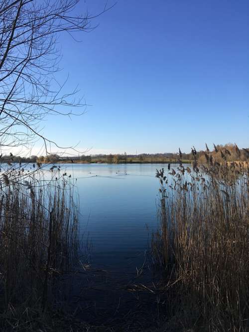 Lake Blue Water Nature Landscape Reflection