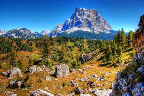 Monte Pelmo Dolomites Alpine Italy Rock Blue